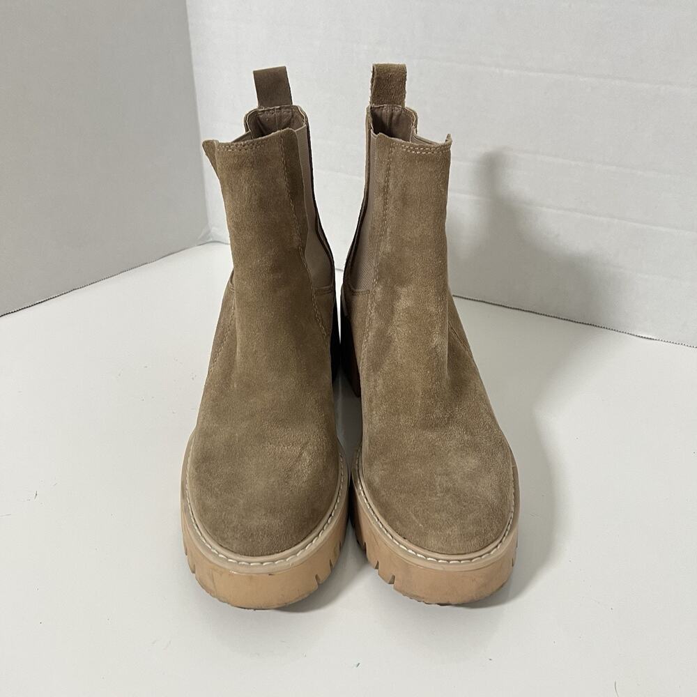Dolce Vita Halina Suede Lug Sole Ankle Boots Women’s Size 8 Tan Chelsea Booties - Picture 3 of 11